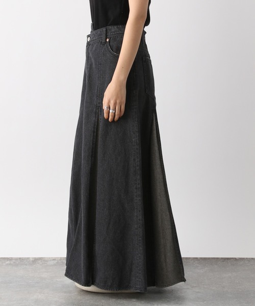 RAGEBLUE（レイジブルー）の「ワイドプリーツデニムフレアスカート（デニムスカート・レディース・ブラック/ブルー・FREE）」の21枚目の写真