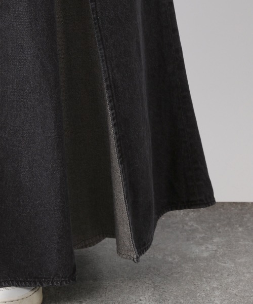 RAGEBLUE（レイジブルー）の「ワイドプリーツデニムフレアスカート（デニムスカート・レディース・ブラック/ブルー・FREE）」の15枚目の写真