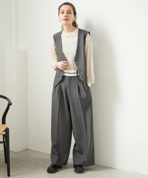 BAYFLOW（ベイフロー）の「[トレンドデザイン]マーベルトタックワイドパンツ（その他パンツ・レディース・ベージュ/チャコール/ブラック・SMALL/MEDIUM）」の10枚目の写真