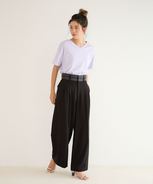 roughlow ワイドパンツ 黒 ベルト付き ラフロー 新品 サイズレスパンツ roughlow ワイドパンツ 黒 ベルト付き ラフロー 新品 サイズレス
