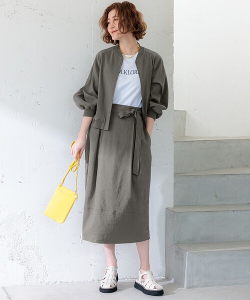 23区　CLASSY掲載　洗えるリネンレーヨンストレッチ ブルゾン セール】【洗える】リネンレーヨンストレッチ ブルゾン（ブルゾン