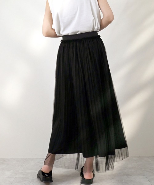 STYLEBLOCK(スタイルブロック)の「チュールプリーツリバーシブルスカート(スカート・レディース・アイボリー/ブラック/ブルー・M)」の8枚目の写真