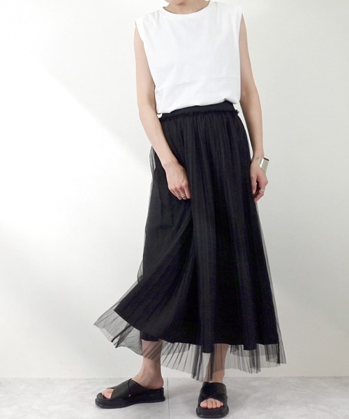 STYLEBLOCK(スタイルブロック)の「チュールプリーツリバーシブルスカート(スカート・レディース・アイボリー/ブラック/ブルー・M)」の9枚目の写真