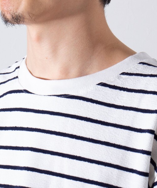 GLOSTER(グロスター)の「【限定展開】【GLOSTER/グロスター】パイルクルーネックTシャツ (無地/ボーダー)(Tシャツ/カットソー・メンズ・ネイビー/グレー/ホワイト系その他/ブルー系その他・M/L/XL)」の6枚目の写真