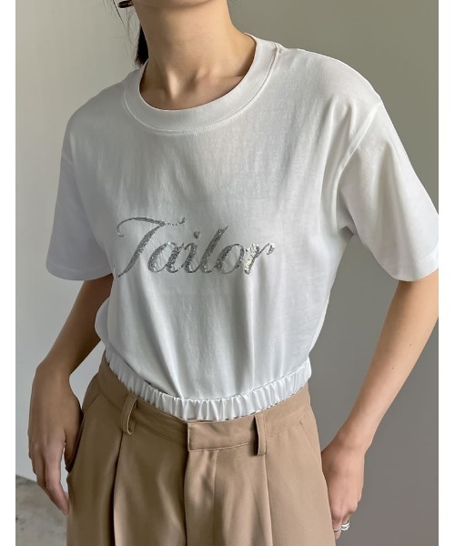 Re:EDIT（リエディ）の「[着た瞬間ひんやり][接触冷感][UVカット]スパンコール筆記体ロゴTシャツ（Tシャツ/カットソー・レディース・チャコールグレー/ブラック/ホワイト・MEDIUM/LARGE）」の15枚目の写真