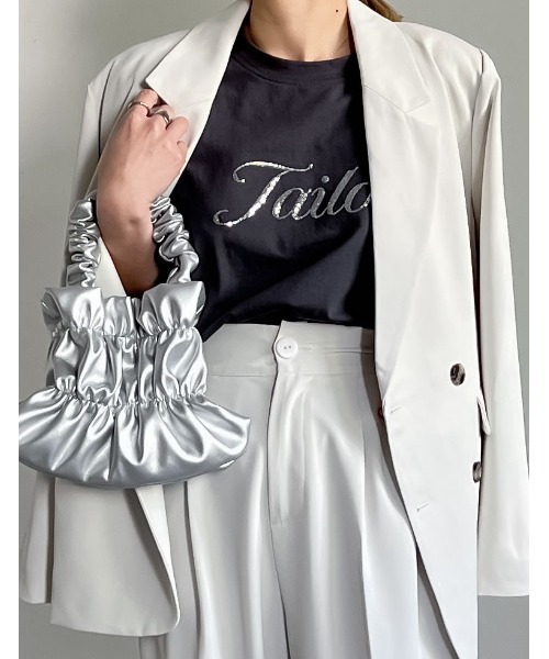 Re:EDIT（リエディ）の「[着た瞬間ひんやり][接触冷感][UVカット]スパンコール筆記体ロゴTシャツ（Tシャツ/カットソー・レディース・チャコールグレー/ブラック/ホワイト・MEDIUM/LARGE）」の20枚目の写真