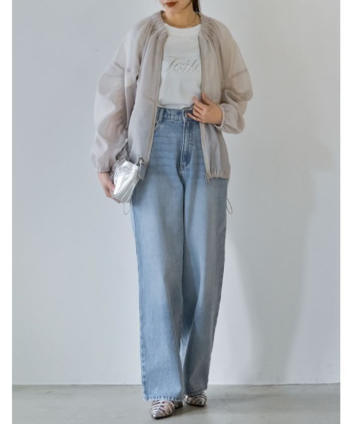 Re:EDIT（リエディ）の「[着た瞬間ひんやり][接触冷感][UVカット]スパンコール筆記体ロゴTシャツ（Tシャツ/カットソー・レディース・チャコールグレー/ブラック/ホワイト・MEDIUM/LARGE）」の14枚目の写真