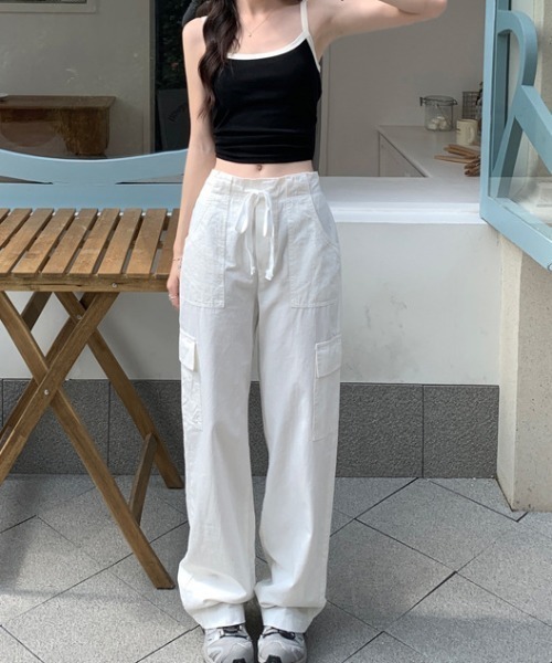 FREE STYLISTS(フリー スタイリスト)の「YUGA_YGMC イージーウエスト カーゴパンツ(カーゴパンツ・レディース・ベビーピンク/カーキ/ホワイト/グレー・L/M/S)」の7枚目の写真