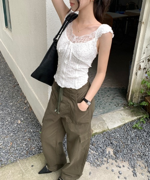 FREE STYLISTS(フリー スタイリスト)の「YUGA_YGMC イージーウエスト カーゴパンツ(カーゴパンツ・レディース・ベビーピンク/カーキ/ホワイト/グレー・L/M/S)」の20枚目の写真