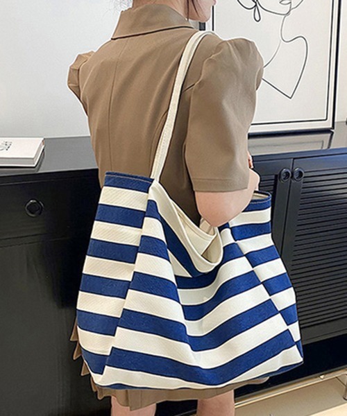 Miniministore(ミニミニストア)の「ボーダーキャンバストートバッグa4大容量(トートバッグ・レディース・ブラック/ブラウン/ネイビー/ピンク・FREE)」の19枚目の写真