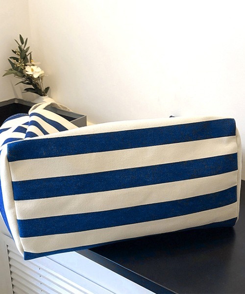 Miniministore(ミニミニストア)の「ボーダーキャンバストートバッグa4大容量(トートバッグ・レディース・ブラック/ブラウン/ネイビー/ピンク・FREE)」の13枚目の写真