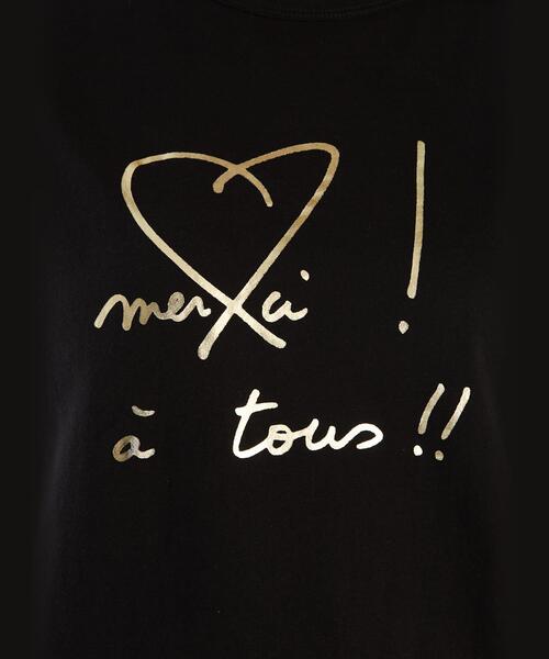 To b. by agnes b.(トゥービーバイアニエスベー)の「merci ! A tous!! Tシャツ(Tシャツ/カットソー・レディース・ブラック・40/38)」の7枚目の写真