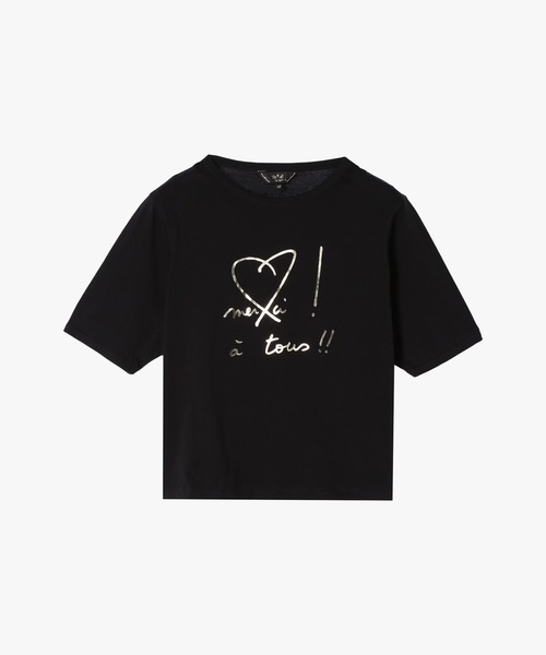 To b. by agnes b.(トゥービーバイアニエスベー)の「merci ! A tous!! Tシャツ(Tシャツ/カットソー・レディース・ブラック・40/38)」の4枚目の写真