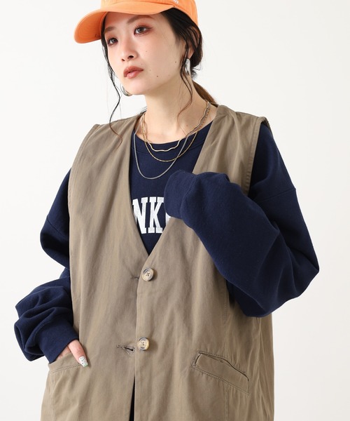 atONE（アットワン）の「atONE ツイルノーカラージレ（ベスト・レディース・ブラック/ベージュ/ライトカーキ・LL～3L/4L～5L/M-L）」の3枚目の写真