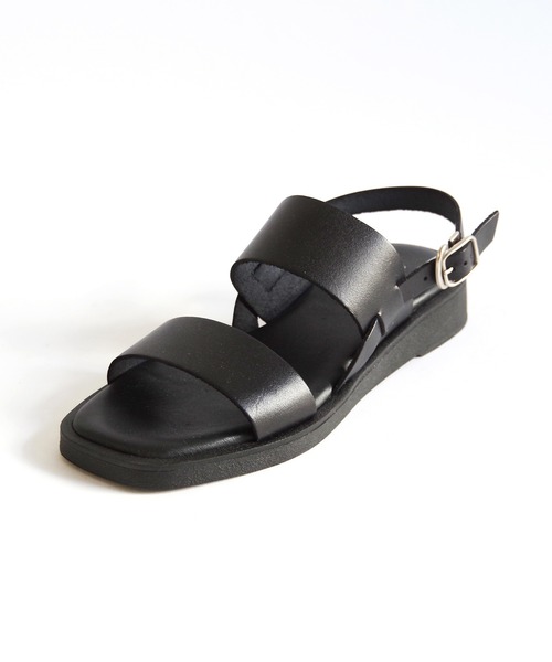 PUPE（プーペ）の「PUPE（プーペ） / ダブルベルト バックストラップレザーサンダル  230421-P（サンダル・レディース・ブラック/ブラウン・38/37/35/39/36）」の6枚目の写真