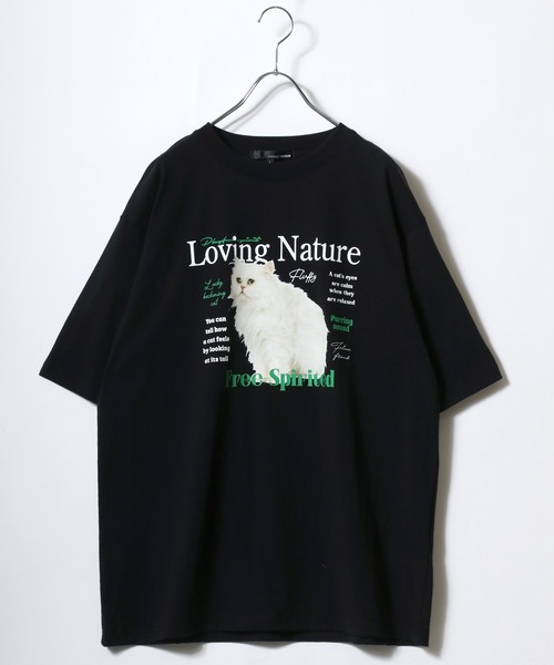 Salong hameu（サロン ハミュー）の「別注カラー キャット・ドッグ アニマルフォトプリント バックプリント半袖Tシャツ メンズ レディース ユニセックス/ネコ/イヌ（Tシャツ/カットソー・レディース・ホワイト系その他/ピンク/ブラック/オフホワイト/ネイビー/ブラック系その他/ホワイト系その他2・M/L）」の5枚目の写真