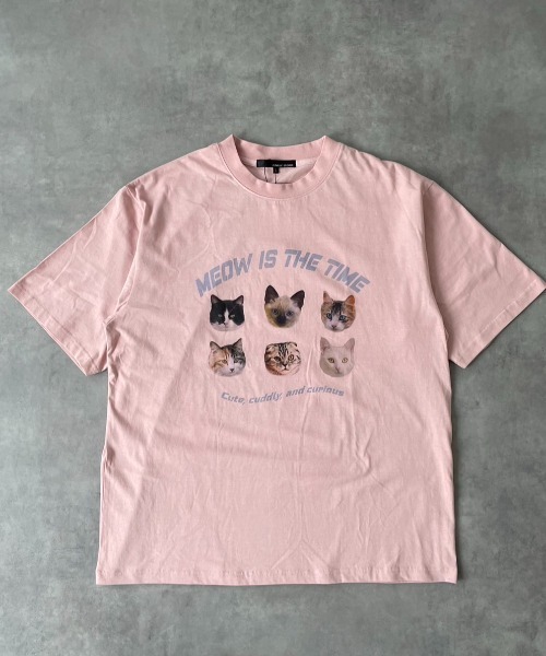 Salong hameu（サロン ハミュー）の「別注カラー キャット・ドッグ アニマルフォトプリント バックプリント半袖Tシャツ メンズ レディース ユニセックス/ネコ/イヌ（Tシャツ/カットソー・レディース・ホワイト系その他/ピンク/ブラック/オフホワイト/ネイビー/ブラック系その他/ホワイト系その他2・M/L）」の7枚目の写真