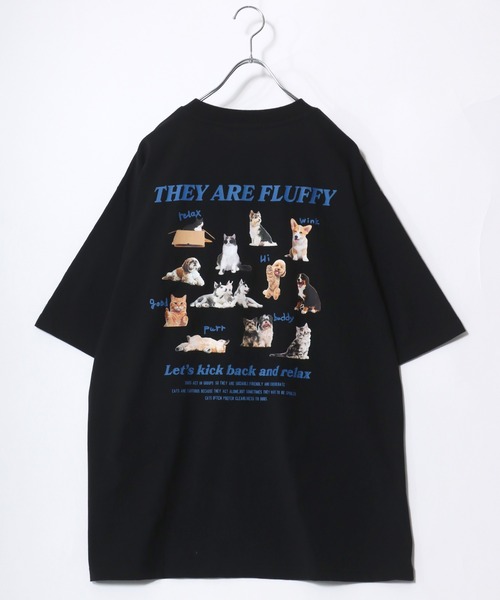 Salong hameu（サロン ハミュー）の「別注カラー キャット・ドッグ アニマルフォトプリント バックプリント半袖Tシャツ メンズ レディース ユニセックス/ネコ/イヌ（Tシャツ/カットソー・レディース・ホワイト系その他/ピンク/ブラック/オフホワイト/ネイビー/ブラック系その他/ホワイト系その他2・M/L）」の4枚目の写真