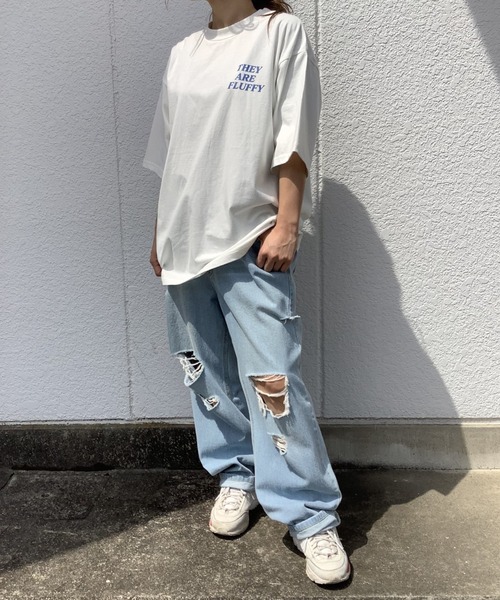 Salong hameu（サロン ハミュー）の「別注カラー キャット・ドッグ アニマルフォトプリント バックプリント半袖Tシャツ メンズ レディース ユニセックス/ネコ/イヌ（Tシャツ/カットソー・レディース・ホワイト系その他/ピンク/ブラック/オフホワイト/ネイビー/ブラック系その他/ホワイト系その他2・M/L）」の8枚目の写真