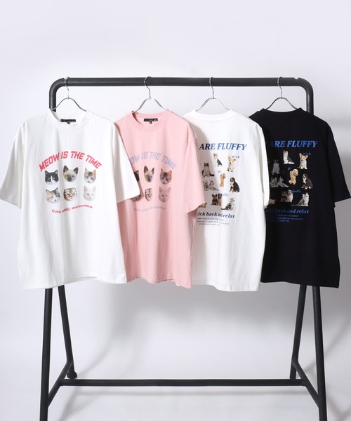 Salong hameu（サロン ハミュー）の「別注カラー キャット・ドッグ アニマルフォトプリント バックプリント半袖Tシャツ メンズ レディース ユニセックス/ネコ/イヌ（Tシャツ/カットソー・レディース・ホワイト系その他/ピンク/ブラック/オフホワイト/ネイビー/ブラック系その他/ホワイト系その他2・M/L）」の16枚目の写真