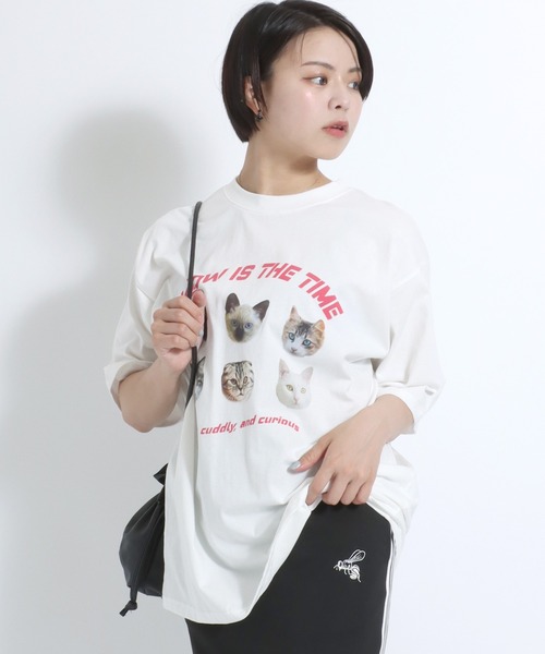 Salong hameu（サロン ハミュー）の「別注カラー キャット・ドッグ アニマルフォトプリント バックプリント半袖Tシャツ メンズ レディース ユニセックス/ネコ/イヌ（Tシャツ/カットソー・レディース・ホワイト系その他/ピンク/ブラック/オフホワイト/ネイビー/ブラック系その他/ホワイト系その他2・M/L）」の21枚目の写真