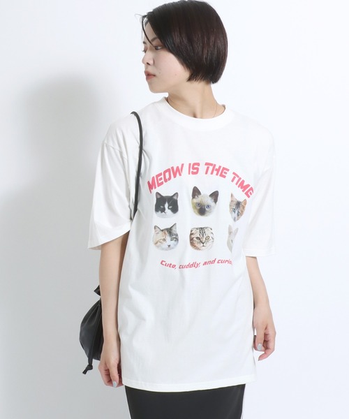 Salong hameu（サロン ハミュー）の「別注カラー キャット・ドッグ アニマルフォトプリント バックプリント半袖Tシャツ メンズ レディース ユニセックス/ネコ/イヌ（Tシャツ/カットソー・レディース・ホワイト系その他/ピンク/ブラック/オフホワイト/ネイビー/ブラック系その他/ホワイト系その他2・M/L）」の22枚目の写真