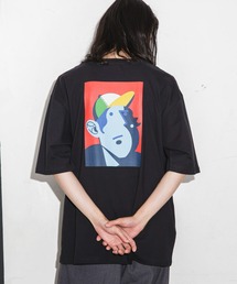 Eiji×nano・universeプリント 黒Tシャツ半袖