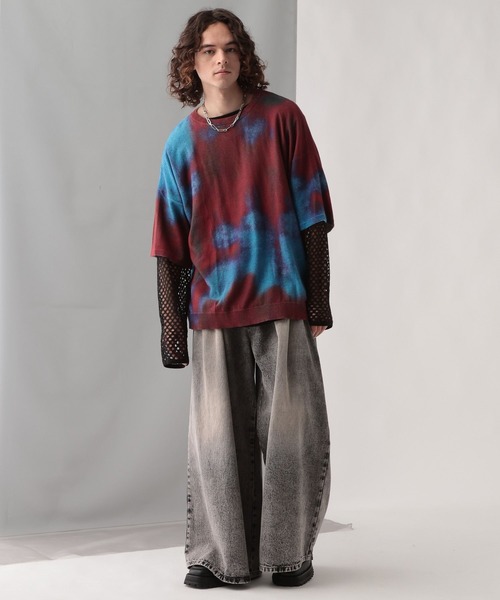 HARE（ハレ）の「ブラープリントニットプルオーバー(HARE)（ニット/セーター・メンズ・ブラック/レッド・FREE）」の5枚目の写真