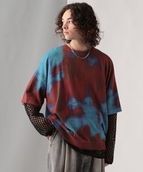 HARE（ハレ）の「ブラープリントニットプルオーバー(HARE)（ニット/セーター・メンズ・ブラック/レッド・FREE）」の6枚目の写真