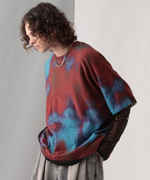 HARE（ハレ）の「ブラープリントニットプルオーバー(HARE)（ニット/セーター・メンズ・ブラック/レッド・FREE）」の7枚目の写真