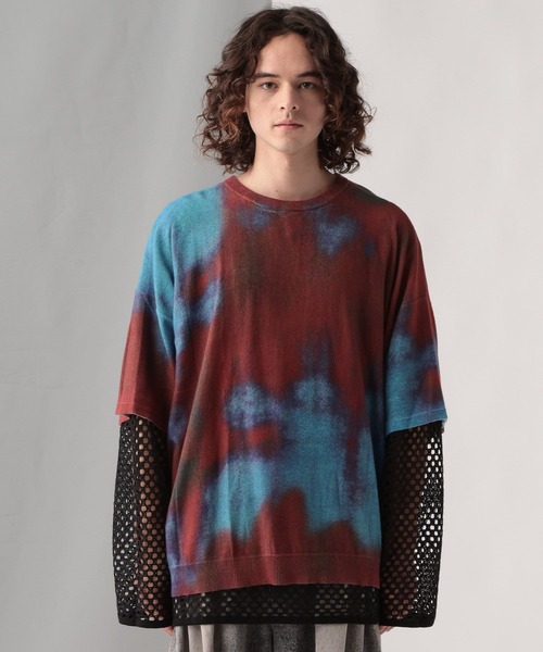 HARE（ハレ）の「ブラープリントニットプルオーバー(HARE)（ニット/セーター・メンズ・ブラック/レッド・FREE）」の8枚目の写真