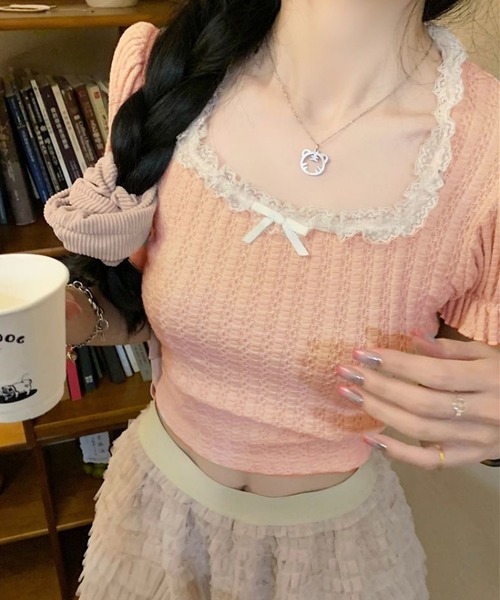 Nia(ニア)の「Nia(ニア)/バックリボン フレンチカットソー(Tシャツ/カットソー・レディース・ブラック/ピンク・FREE)」の12枚目の写真