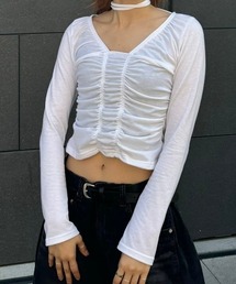Chikashitsu +(`JVcvX)́yChikashitsu +zribbon strap shirring long sleeve / y`JVcvXz{XgbvV[OTVc(TVc/Jbg\[)