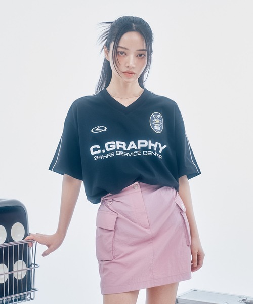 [CODEGRAPHY]24H Vネック マンツーマンTシャツ_NAVY★在庫あり codegraphy tシャツ 「日本限定商品」 24H TRACK OVER FIT V