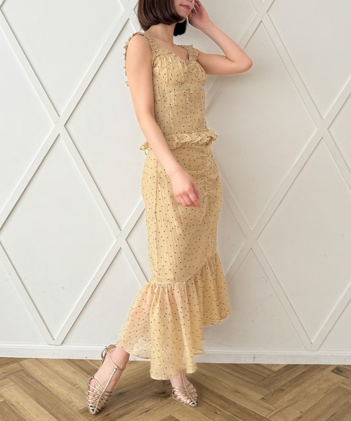 ME COUTURE(ミークチュール)の「フロッキードットレディスカート(スカート・レディース・ベージュ/アイボリー・0/1)」の2枚目の写真