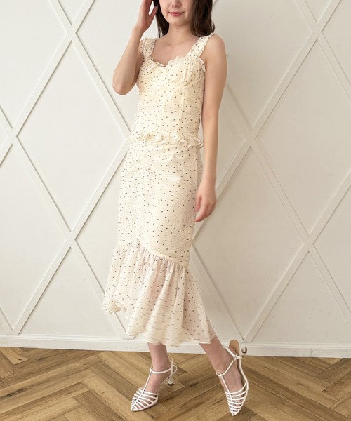 ME COUTURE(ミークチュール)の「フロッキードットレディスカート(スカート・レディース・ベージュ/アイボリー・0/1)」の1枚目の写真
