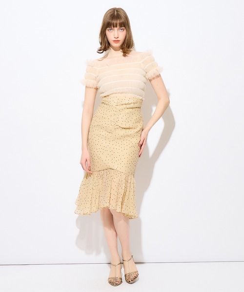 ME COUTURE(ミークチュール)の「フロッキードットレディスカート(スカート・レディース・ベージュ/アイボリー・0/1)」の3枚目の写真