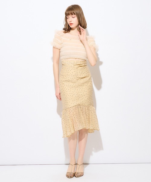 ME COUTURE(ミークチュール)の「フロッキードットレディスカート(スカート・レディース・ベージュ/アイボリー・0/1)」の4枚目の写真