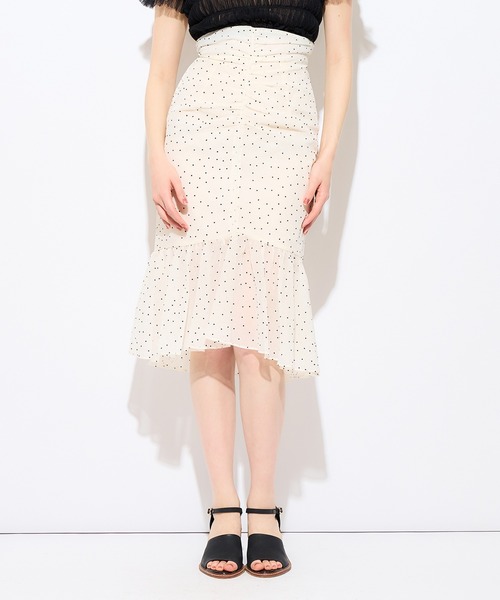 ME COUTURE(ミークチュール)の「フロッキードットレディスカート(スカート・レディース・ベージュ/アイボリー・0/1)」の7枚目の写真