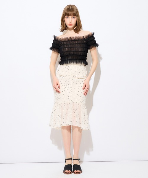 ME COUTURE(ミークチュール)の「フロッキードットレディスカート(スカート・レディース・ベージュ/アイボリー・0/1)」の6枚目の写真