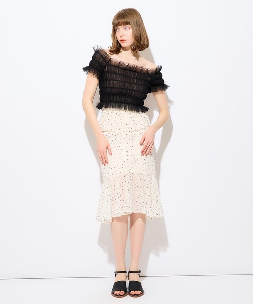 ME COUTURE(ミークチュール)の「フロッキードットレディスカート(スカート・レディース・ベージュ/アイボリー・0/1)」の5枚目の写真