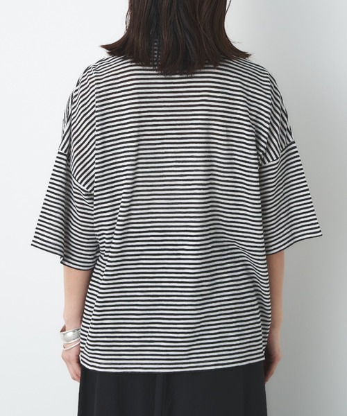 Libra Cue（リブラ キュー）の「シアーボーダープルオーバー（Tシャツ/カットソー・レディース・ベージュ/ホワイト/ブラック・FREE）」の16枚目の写真