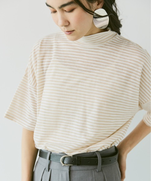 Libra Cue（リブラ キュー）の「シアーボーダープルオーバー（Tシャツ/カットソー・レディース・ベージュ/ホワイト/ブラック・FREE）」の17枚目の写真