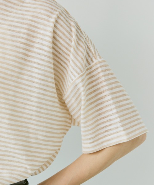 Libra Cue（リブラ キュー）の「シアーボーダープルオーバー（Tシャツ/カットソー・レディース・ベージュ/ホワイト/ブラック・FREE）」の21枚目の写真