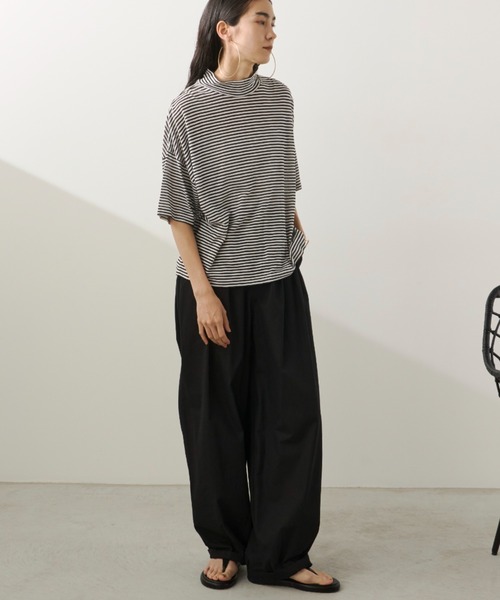 Libra Cue（リブラ キュー）の「シアーボーダープルオーバー（Tシャツ/カットソー・レディース・ベージュ/ホワイト/ブラック・FREE）」の10枚目の写真