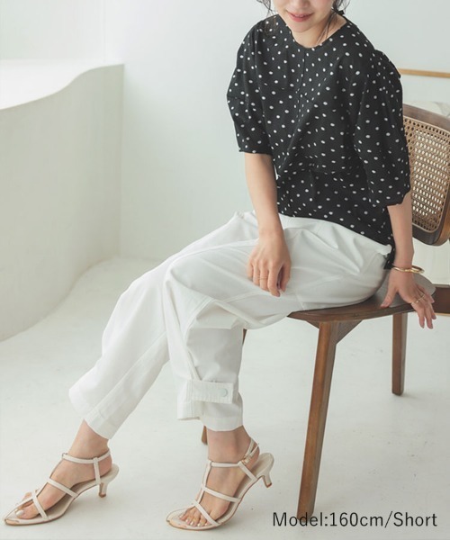 DONOBAN（ドノバン）の「裾ボタン2WAYパンツ（その他パンツ・レディース・ベージュ/ネイビー/ホワイト・SHORT/LONG）」の8枚目の写真