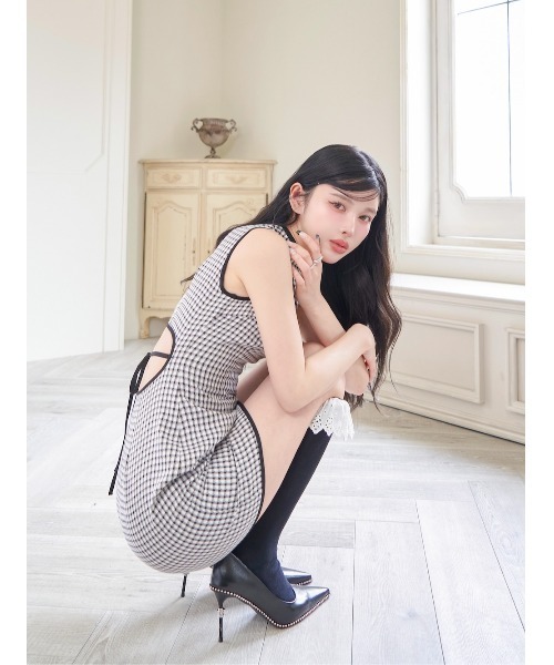 Darich(ダーリッチ)の「ウエストオープンチェックミニワンピース(ワンピース・レディース・サックスブルー/ブラウン/ブラック・FREE/FL)」の9枚目の写真