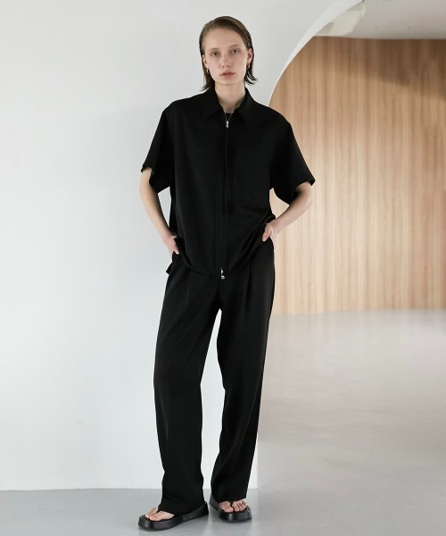 【新品未使用】la peau de gem シャギージップブルゾン セール】【LA PEAU DE GEM】teck sheer blouson/テックシアー