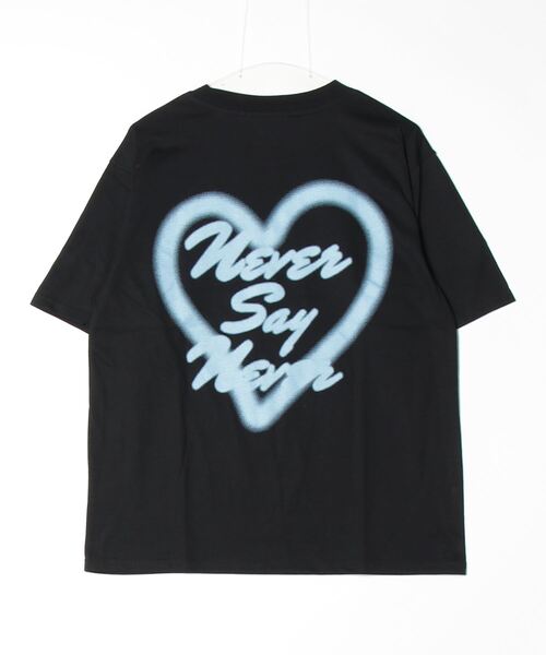 ハートプリント タートルネックTシャツ 黒 1111clothing(ワンフォークロージング)の「【unisex】スプレー