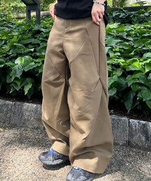 Chikashitsu + | ストリートファッション Chikashitsu + チカシツプラス pattern design slacks ワイドスラックス ロングスラックス フルレングス 韓国ファッション 韓国ストリート(スラックス)